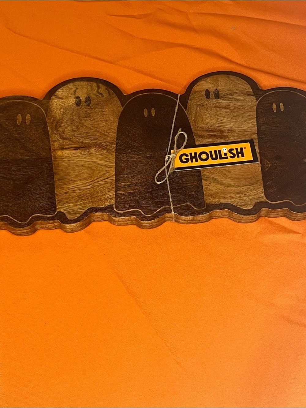 Ghoulish Wood Ghost Serving Plank - Brown & Black